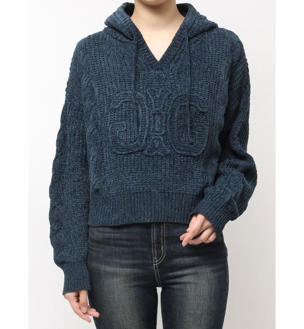 GYDA「Symmetry GYDAベロアニットパーカー」|ニット・セーター|ネイビー