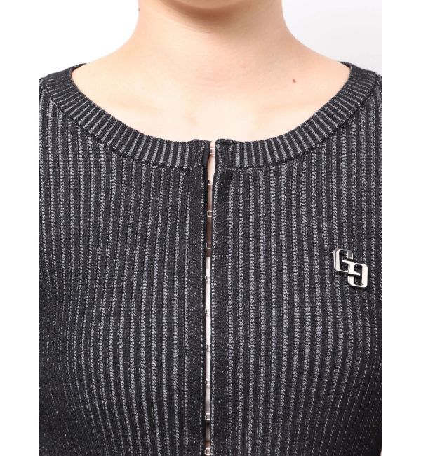 GYDA「GGプレートオープンフロントニットトップス」|ニット・セーター|