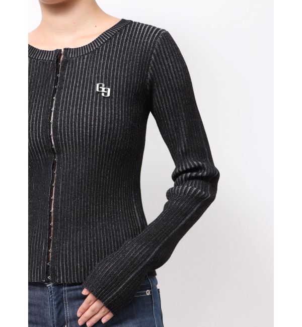 GYDA「GGプレートオープンフロントニットトップス」|ニット・セーター|