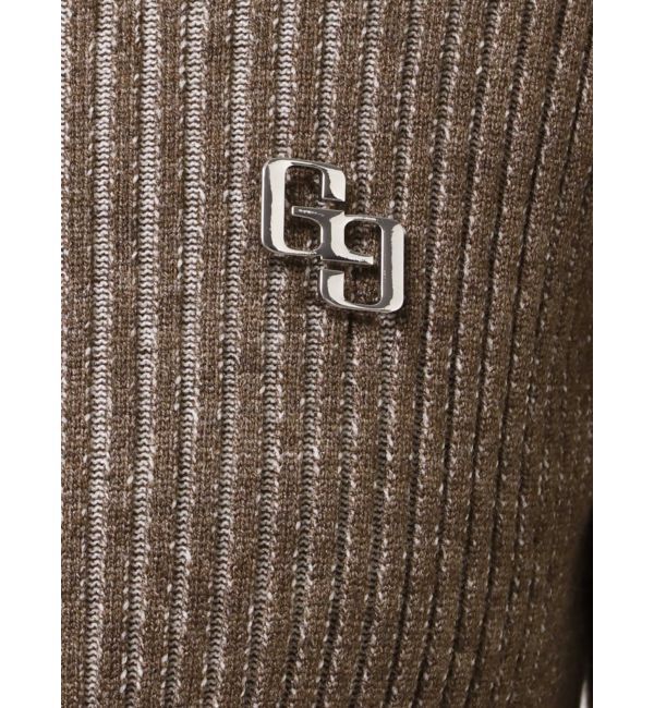 GYDA「GGプレートオープンフロントニットトップス」|ニット・セーター|