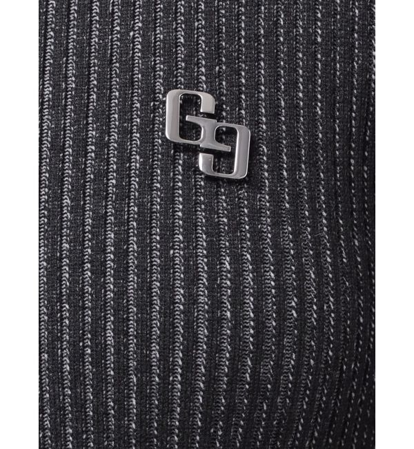 GYDA「GGプレートオープンフロントニットトップス」|ニット・セーター|