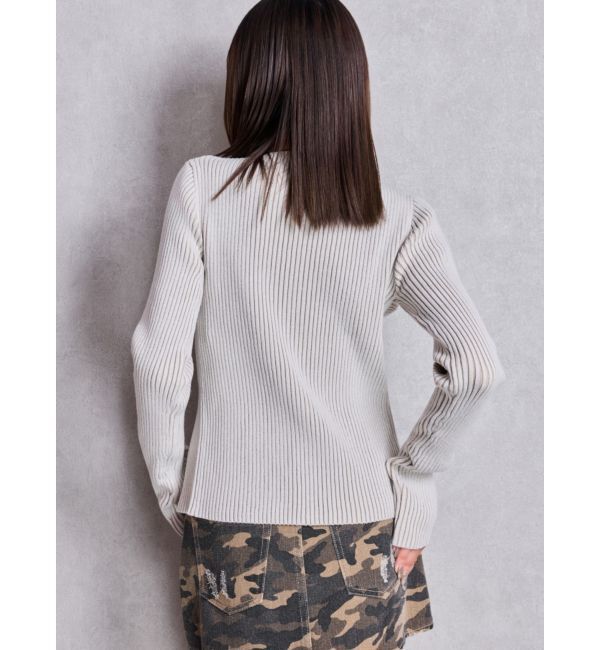 GYDA「GGプレートオープンフロントニットトップス」|ニット・セーター|