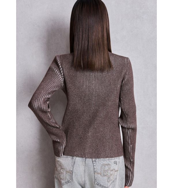 GYDA「GGプレートオープンフロントニットトップス」|ニット・セーター|