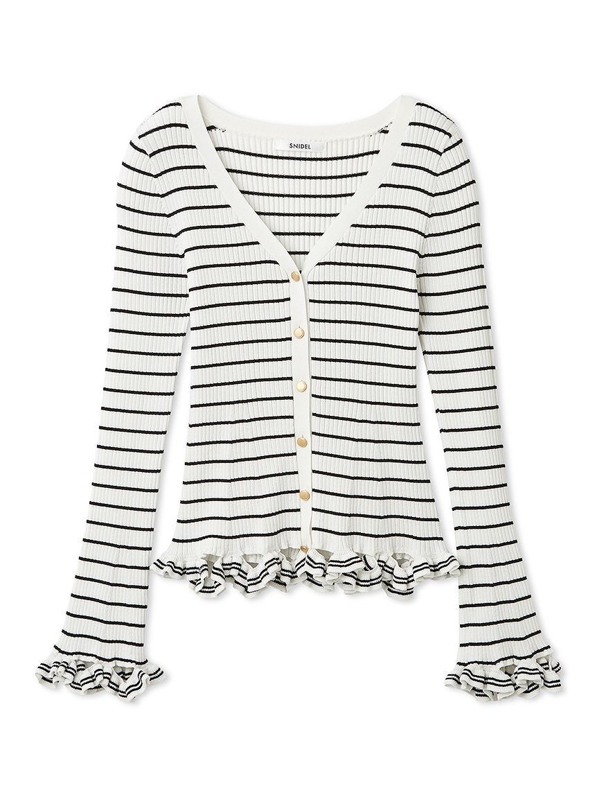 SNIDEL「ボーダーフリルカーディガン」|カーディガン|