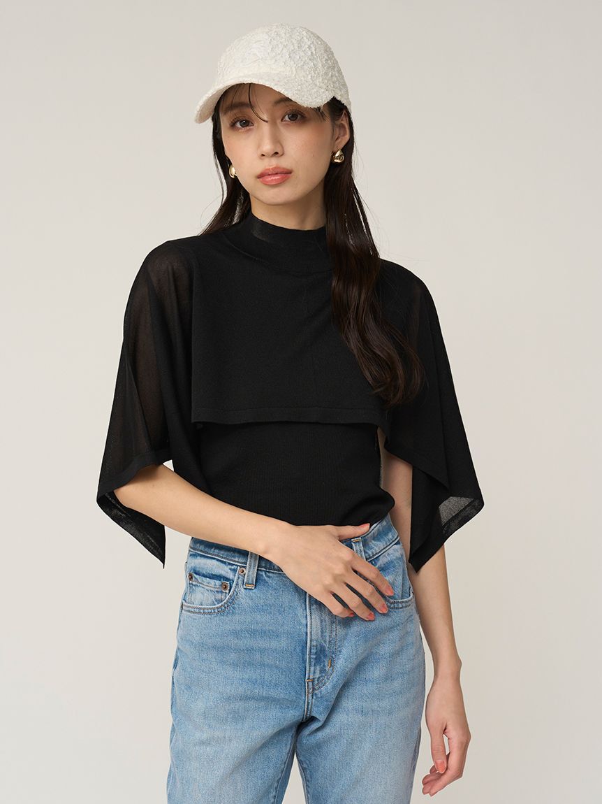 SNIDEL「Sustainableケープニットプルオーバー」|ニット・セーター|BLK