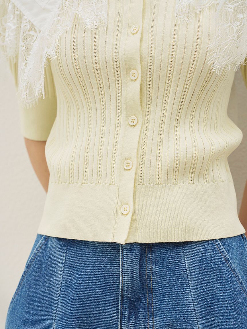 SNIDEL「レースカラーデザインニットカーディガン」|カーディガン|