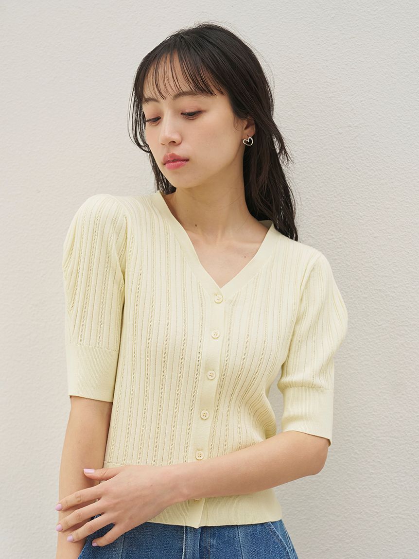 SNIDEL「レースカラーデザインニットカーディガン」|カーディガン|