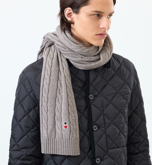MACKINTOSH PHILOSOPHY「バッキンガムベア ケーブル ニットマフラー」|マフラー|チャコールグレー