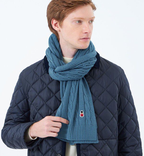 MACKINTOSH PHILOSOPHY「バッキンガムベア ケーブル ニットマフラー」|マフラー|ブルー