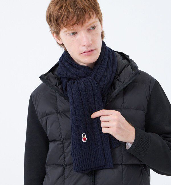 MACKINTOSH PHILOSOPHY「バッキンガムベア ケーブル ニットマフラー」|マフラー|ネイビー