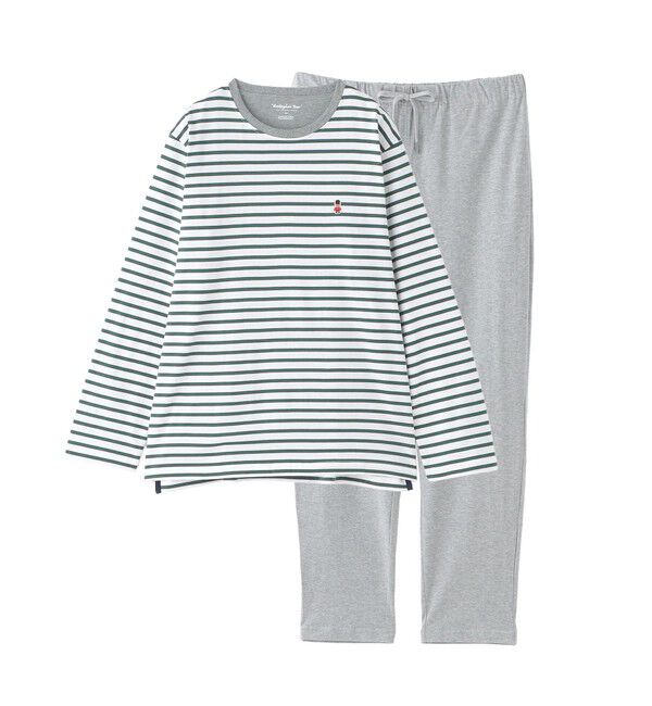 MACKINTOSH PHILOSOPHY「【WEB限定】バッキンガムベア 天竺ボーダー＆無地パンツ パジャマ」|その他|グリーン