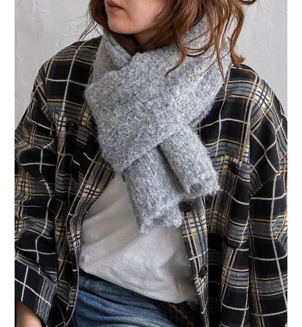 Lbc with Life「ウール混MIXツイードマフラー」|マフラー|グレー