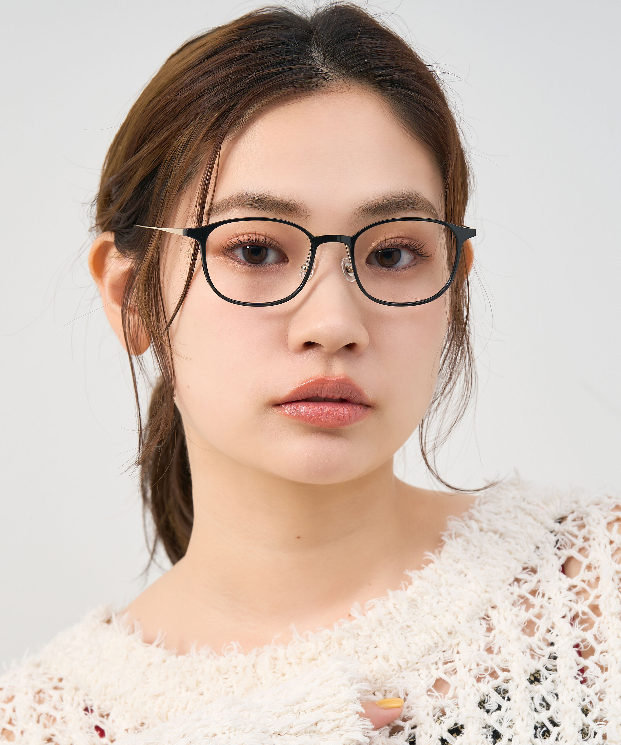  「ウェリントン型 軽量 メガネ｜ 軽量素材&times;チタン 大人可愛いメガネフレーム レンズ交換券付き」|メガネ|