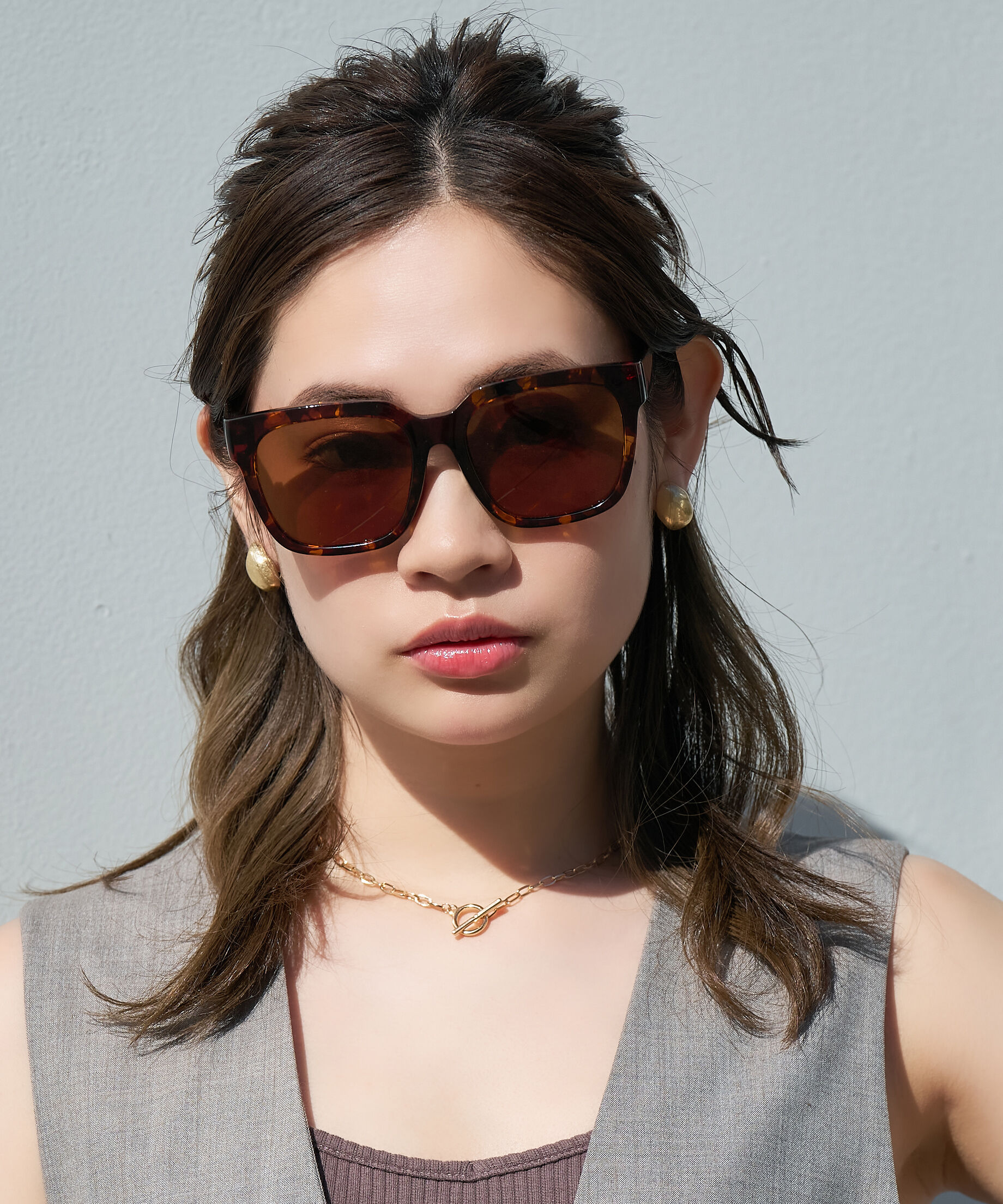  「ウェリントン型 大きめ サングラス｜Y2K ビッグシェイプ ユニセックス 小顔 おしゃれ」|サングラス|