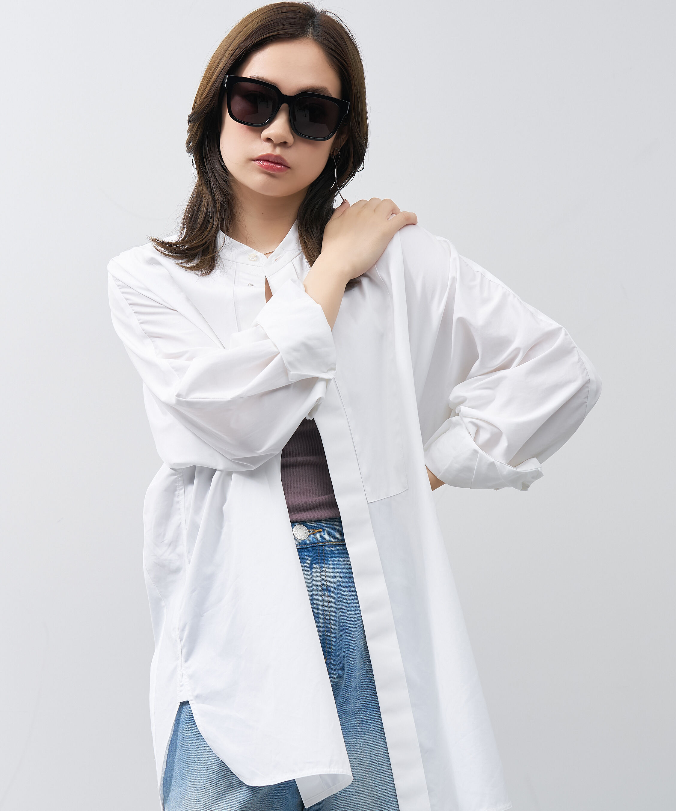  「ウェリントン型 大きめ サングラス｜Y2K ビッグシェイプ ユニセックス 小顔 おしゃれ」|サングラス|