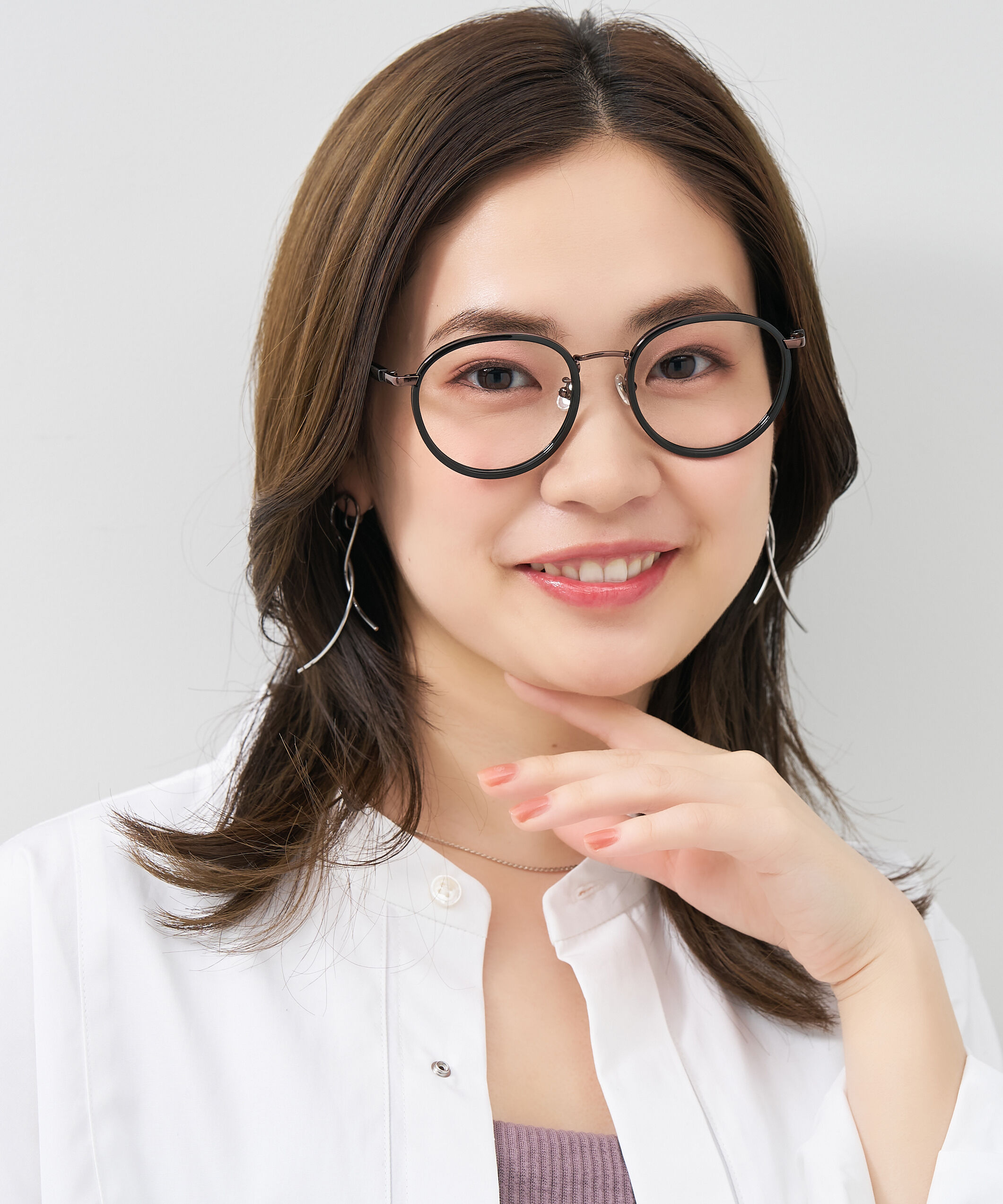  「[中顔面短縮みえメガネ]ボストン型 メガネ｜大きめサイズ 小顔効果 メタルフレーム レンズ交換券付」|メガネ|ブラック