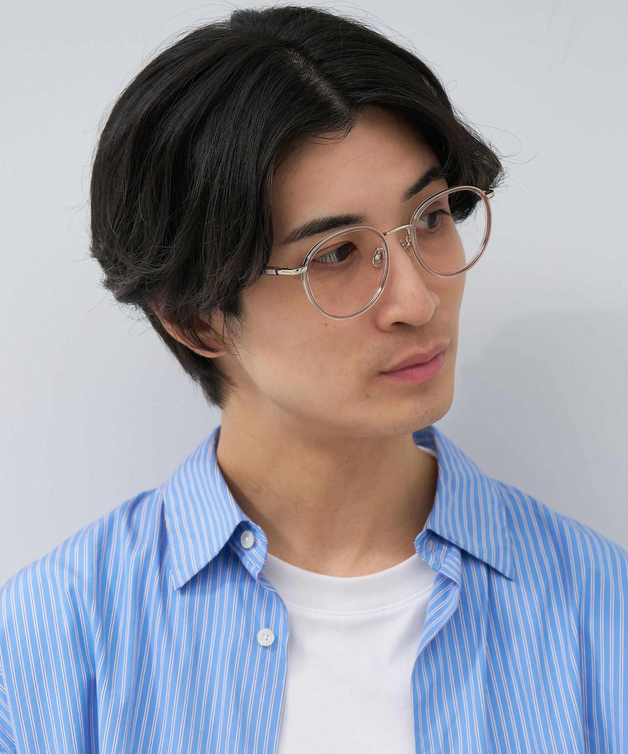  「[中顔面短縮みえメガネ]ボストン型 メガネ｜大きめサイズ 小顔効果 メタルフレーム レンズ交換券付」|メガネ|