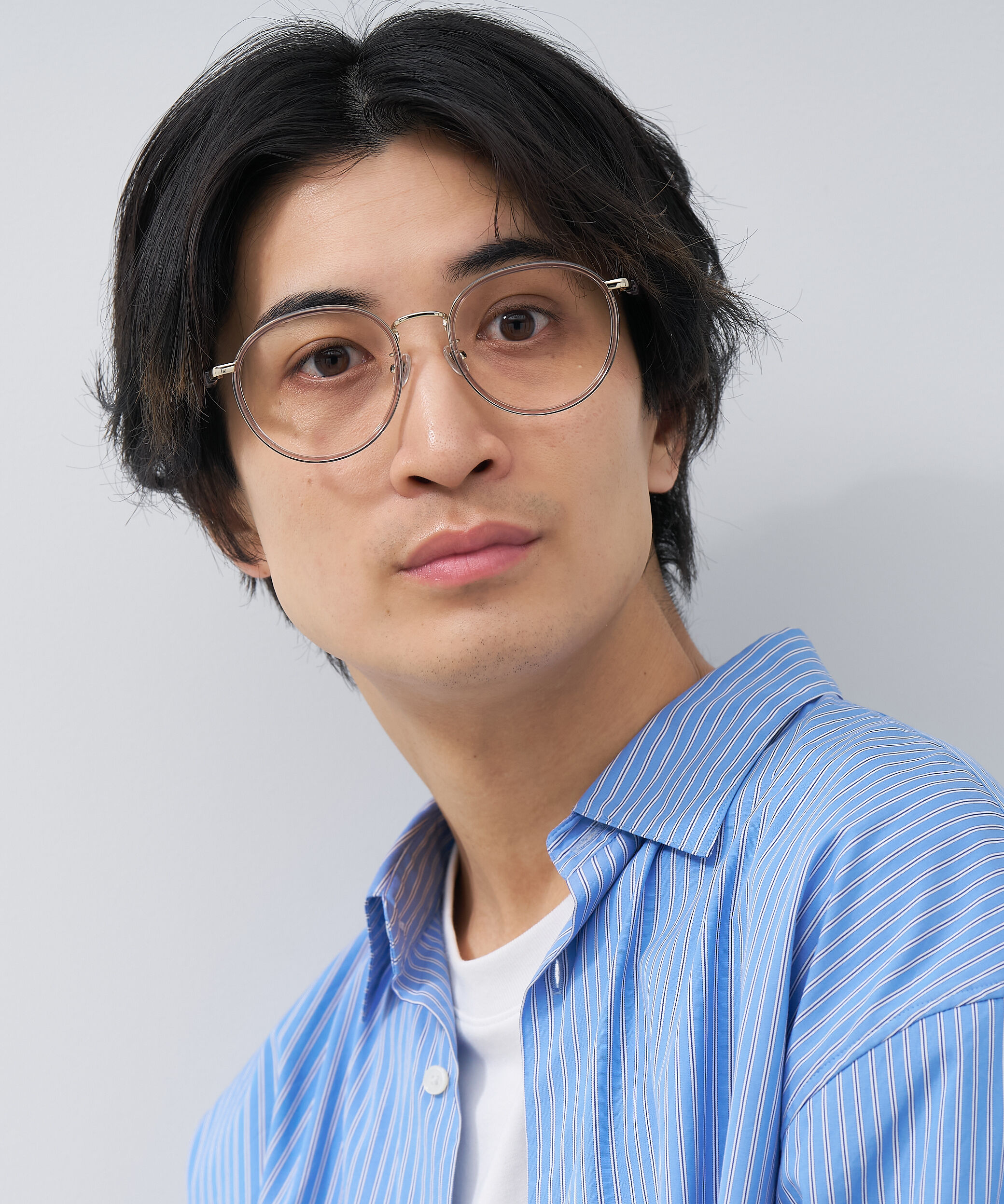  「[中顔面短縮みえメガネ]ボストン型 メガネ｜大きめサイズ 小顔効果 メタルフレーム レンズ交換券付」|メガネ|