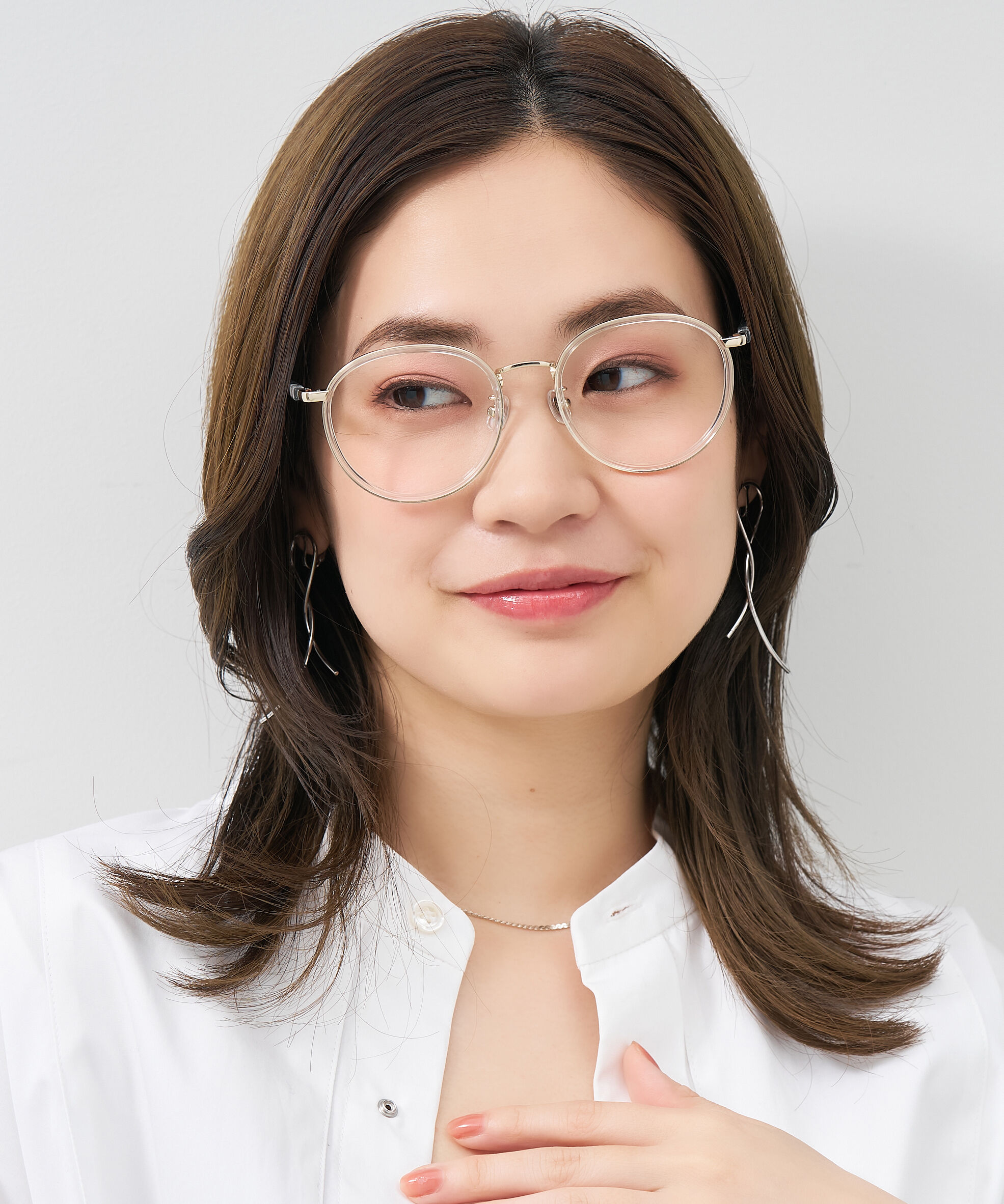  「[中顔面短縮みえメガネ]ボストン型 メガネ｜大きめサイズ 小顔効果 メタルフレーム レンズ交換券付」|メガネ|