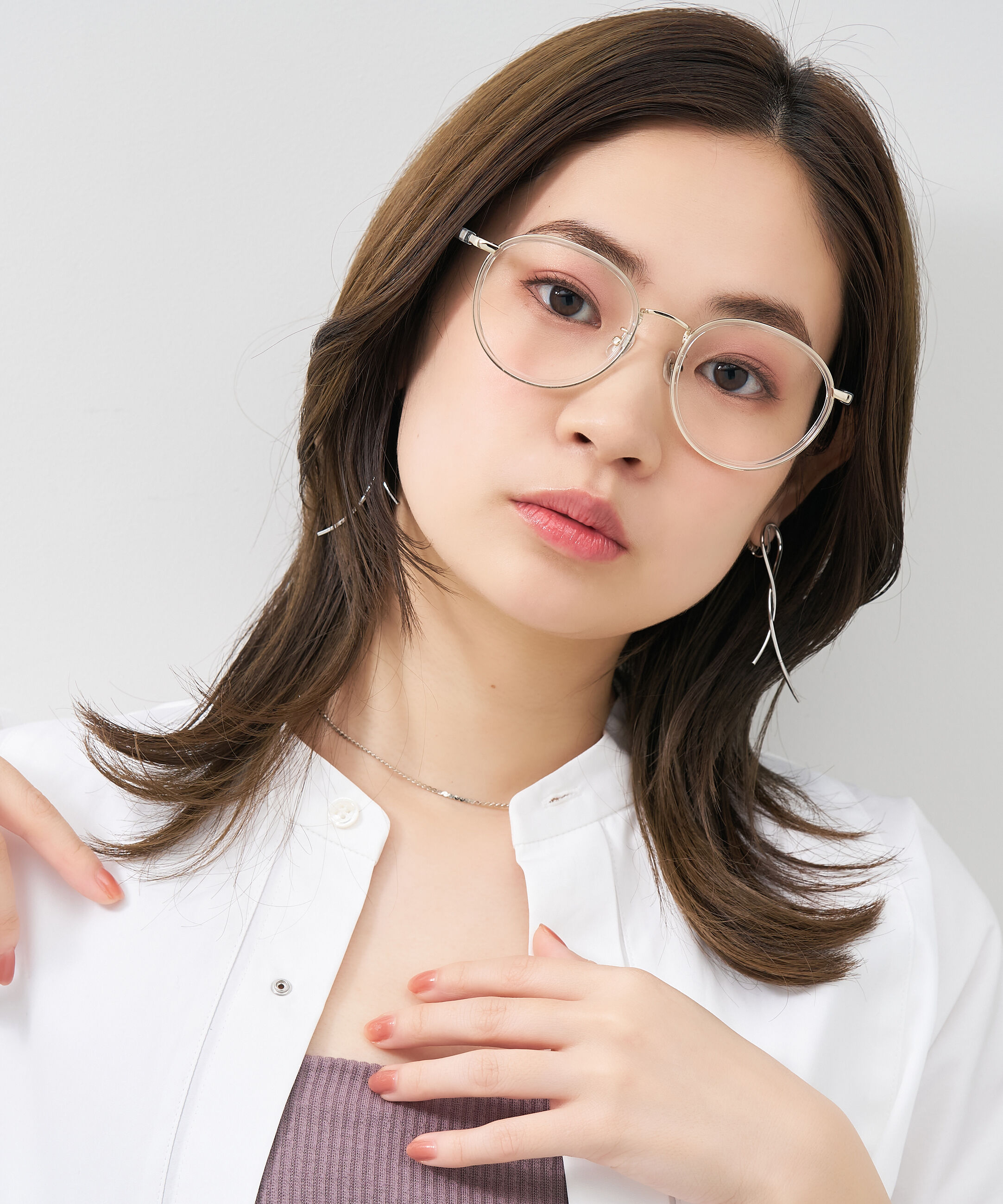  「[中顔面短縮みえメガネ]ボストン型 メガネ｜大きめサイズ 小顔効果 メタルフレーム レンズ交換券付」|メガネ|