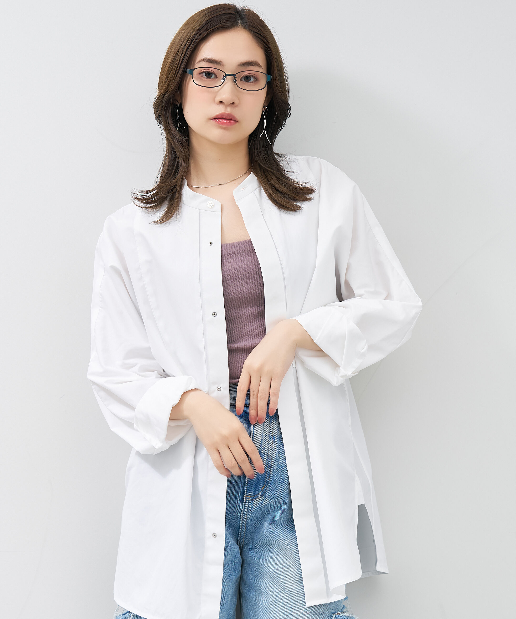  「【アウトレット価格】スクエア型 メガネ｜メタル&times;プラスチック ストライプ レンズ交換券付き」|メガネ|