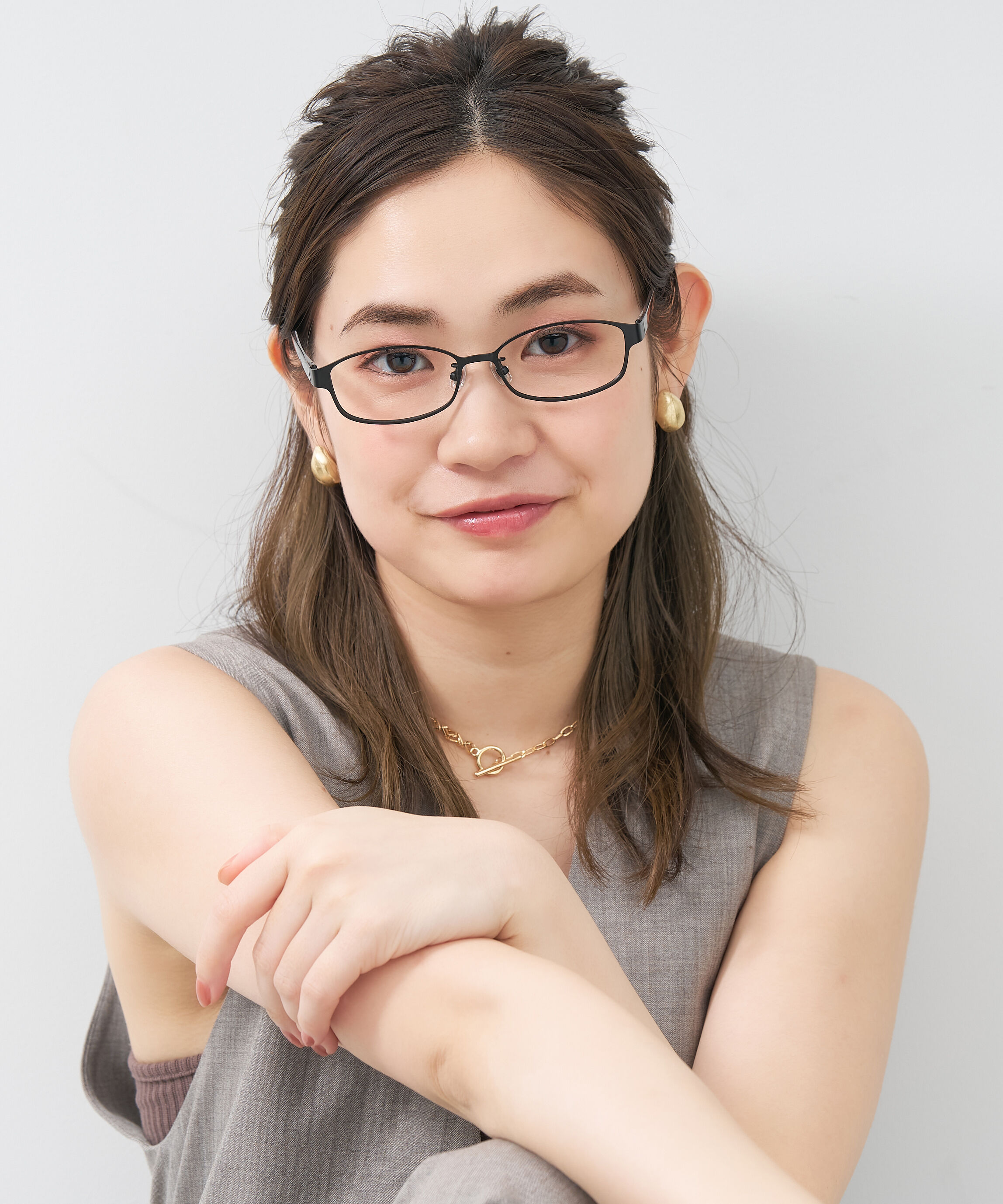  「【アウトレット価格】スクエア型 メガネ｜メタル&times;プラスチック ストライプ レンズ交換券付き」|メガネ|ブラック