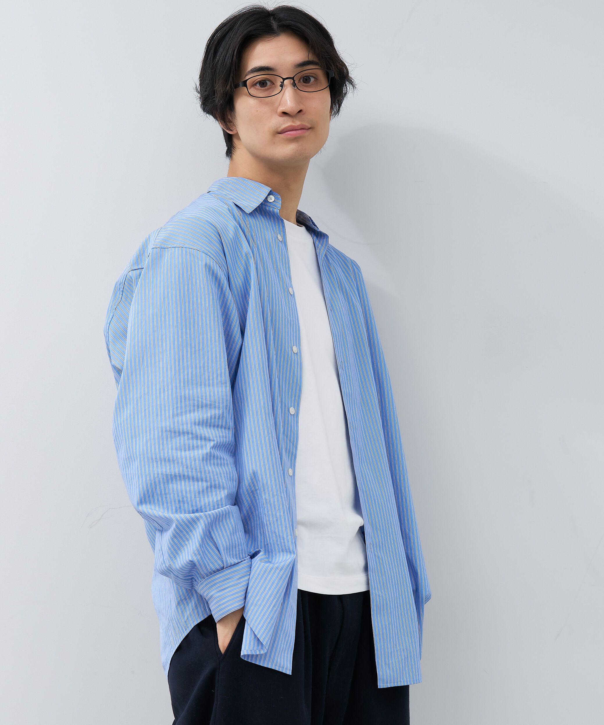  「【アウトレット価格】スクエア型 メガネ｜メタル&times;プラスチック ストライプ レンズ交換券付き」|メガネ|