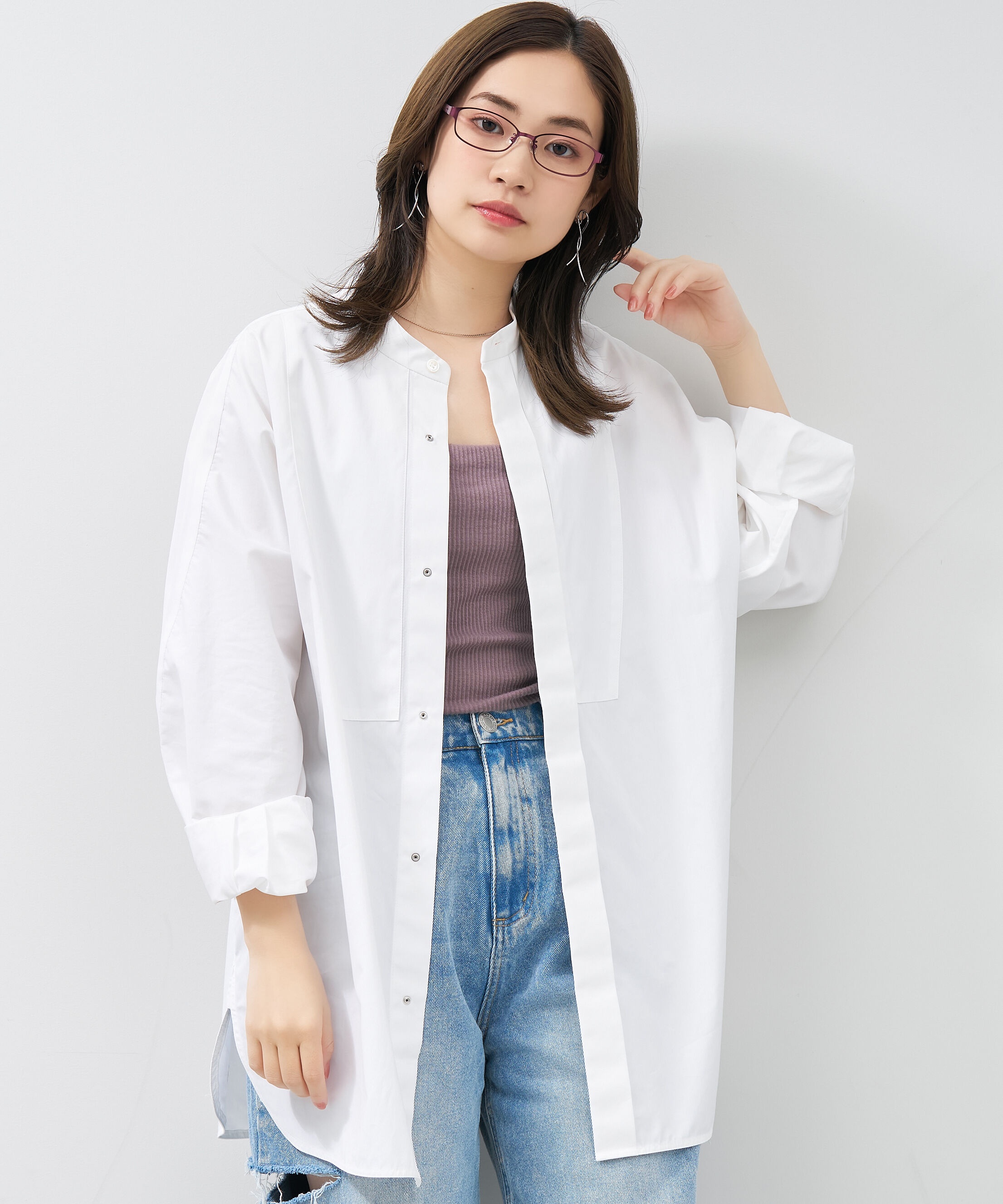  「【アウトレット価格】スクエア型 メガネ｜メタル&times;プラスチック ストライプ レンズ交換券付き」|メガネ|