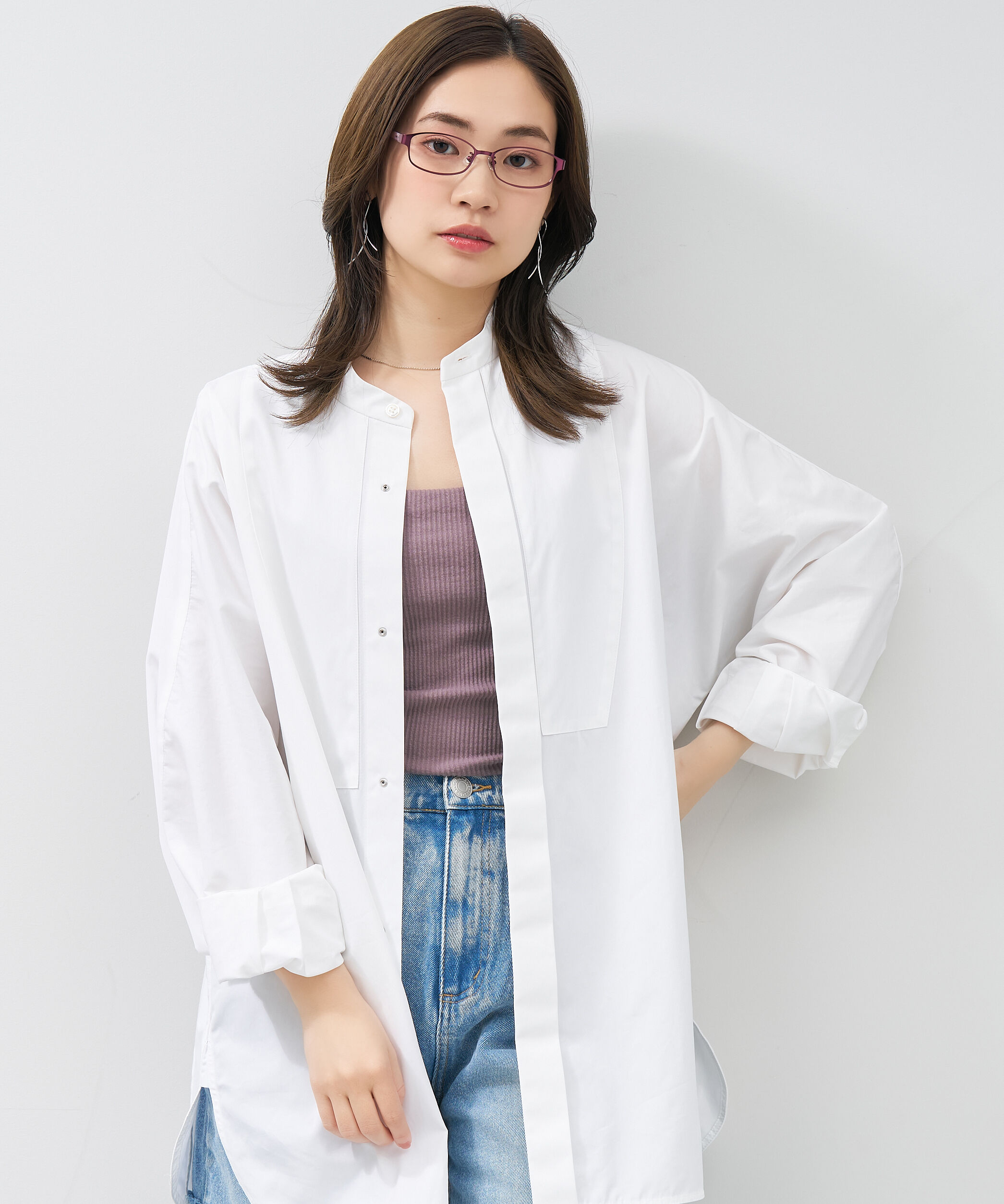  「【アウトレット価格】スクエア型 メガネ｜メタル&times;プラスチック ストライプ レンズ交換券付き」|メガネ|