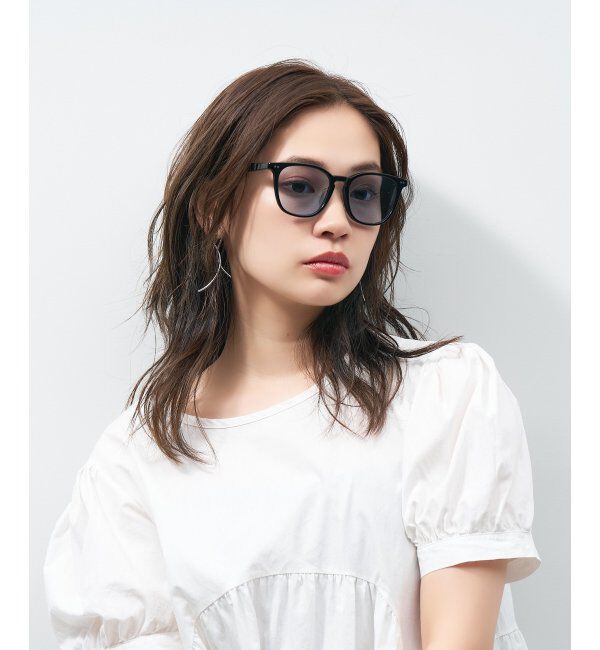  「ウェリントン型 サングラス 黒縁 大きめ カラーレンズ 紫外線対策 UVカット 」|サングラス|