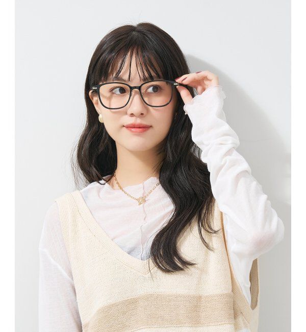  「ウェリントン型 メガネ│ズレ落ちにくい レザー調のラバーテンプルがオシャレなフレーム｜ レンズ交換券付」|メガネ|