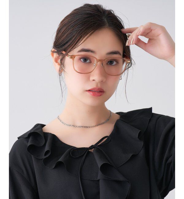  「ウェリントン型 メガネ│ズレ落ちにくい レザー調のラバーテンプルがオシャレなフレーム｜ レンズ交換券付」|メガネ|ブラウン系その他1