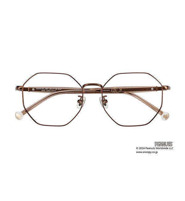  「ボストン型 メガネ |  Zoff PEANUTS COLLECTION 4 (アストロノーツ モデル) スヌーピー  レンズ交換券付」|メガネ|薄ブラウン