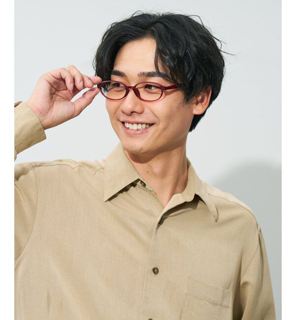  「オーバル型 メガネ | 大人可愛い 伊達メガネ レディース レンズ交換券付」|メガネ|レッド