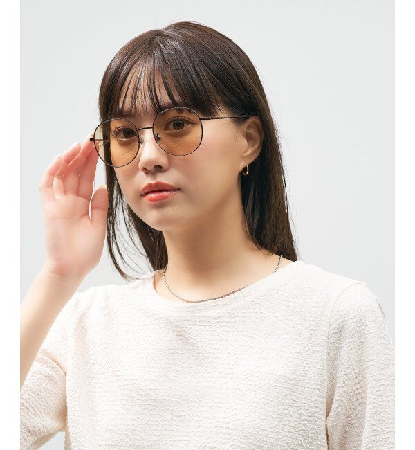  「【WEB 限定】Zoff｜takashi kumagai ボストン型 サングラス 丸型｜メタルフレーム｜紫外線対策 UVカット  」|サングラス|薄ブラウン