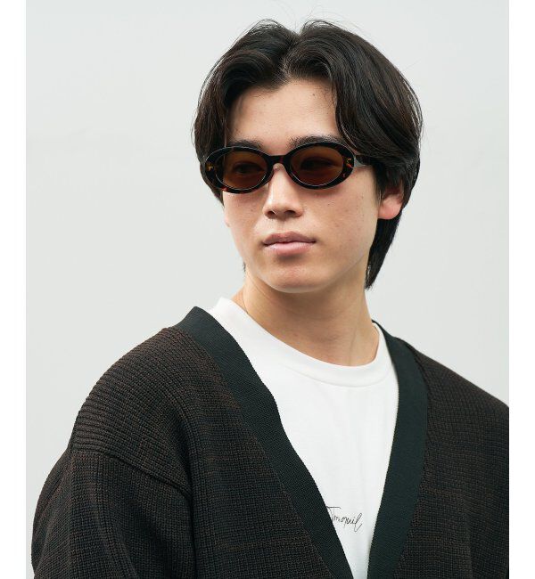  「SUNCUTGlasses/UV100%CUT オーバル型 サングラス [度無し専用] 横長フレーム 太縁 紫外線対策 UVカット」|サングラス|