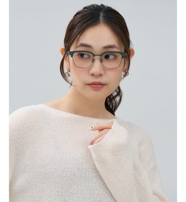  「メガネ | サーモント チタン アルミ製 軽量 メタル 伊達・度付き ユニセックス Zoff  レンズ交換券付」|メガネ|オリーブ1