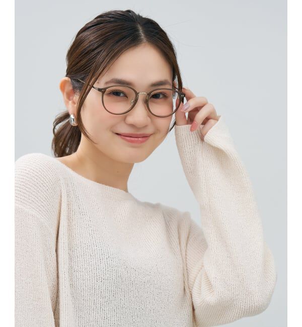  「ボストン型 メガネ | チタン 軽量 メタル コンビネーションフレーム TITANIUM (ビジネス) レンズ交換券付」|メガネ|ブラウン系その他1