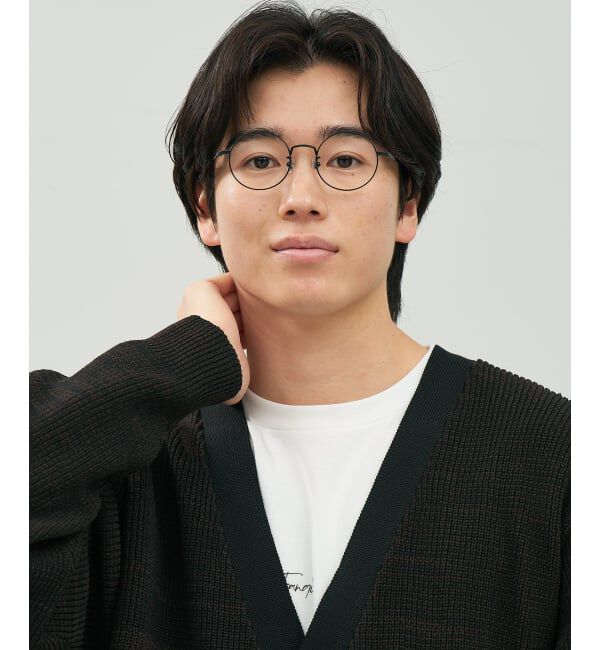  「ラウンド型 メガネ | 中顔面短縮みえメガネ 丸型 チタン 軽量 メタル 伊達 Zoff レンズ交換券付」|メガネ|