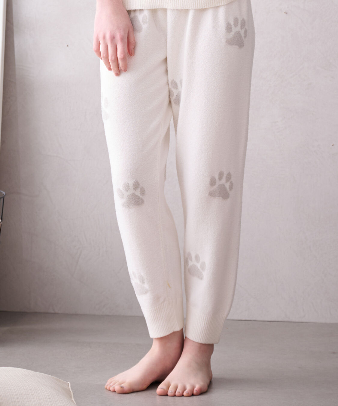 PAUL&JOE「ランダム猫足跡　夏ニットロングパンツ」|ルームウェア|