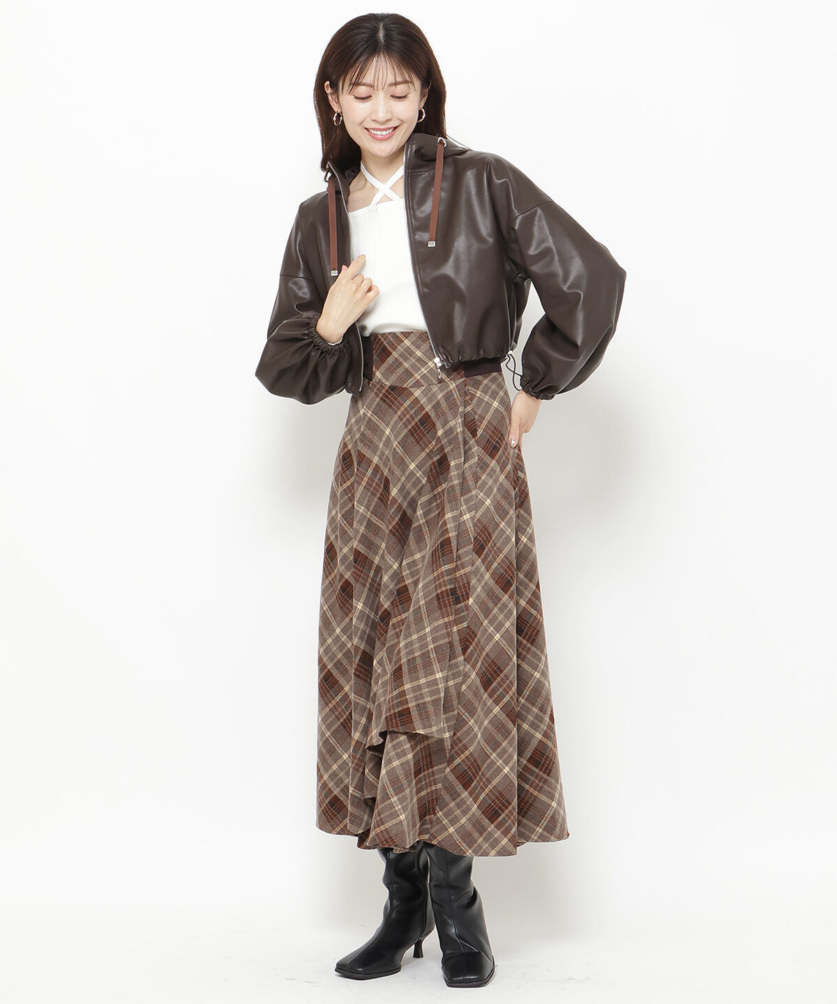 アンドクチュール「フェイクレザークロップドマンパ」|アウトドア|