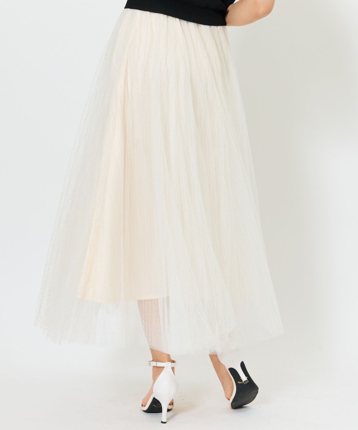 アンドクチュール「ラメストライプチュールフレアスカート」|フレア|