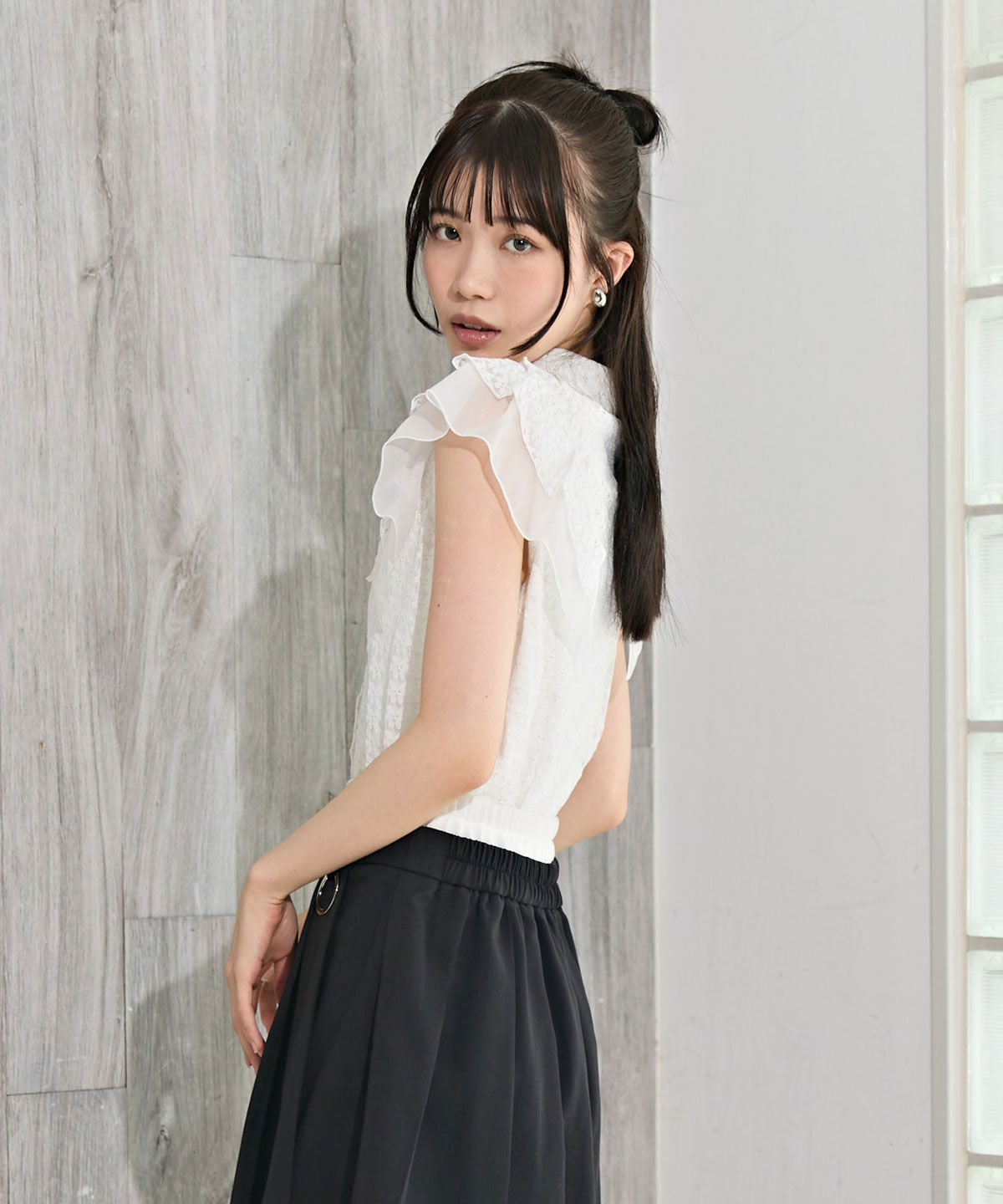 REDYAZEL「ラメレースフリルスリーブブラウス」|シャツ・ブラウス|