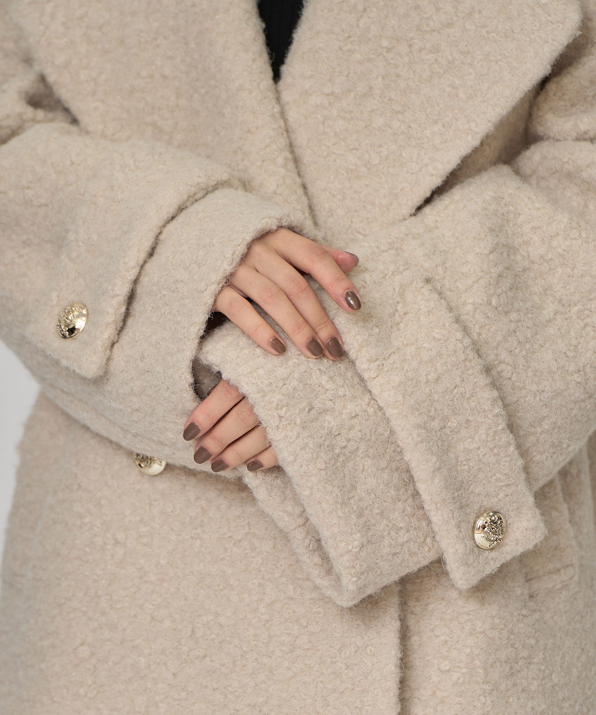 REDYAZEL「ボアダブルミドルコート」|ステンカラーコート|