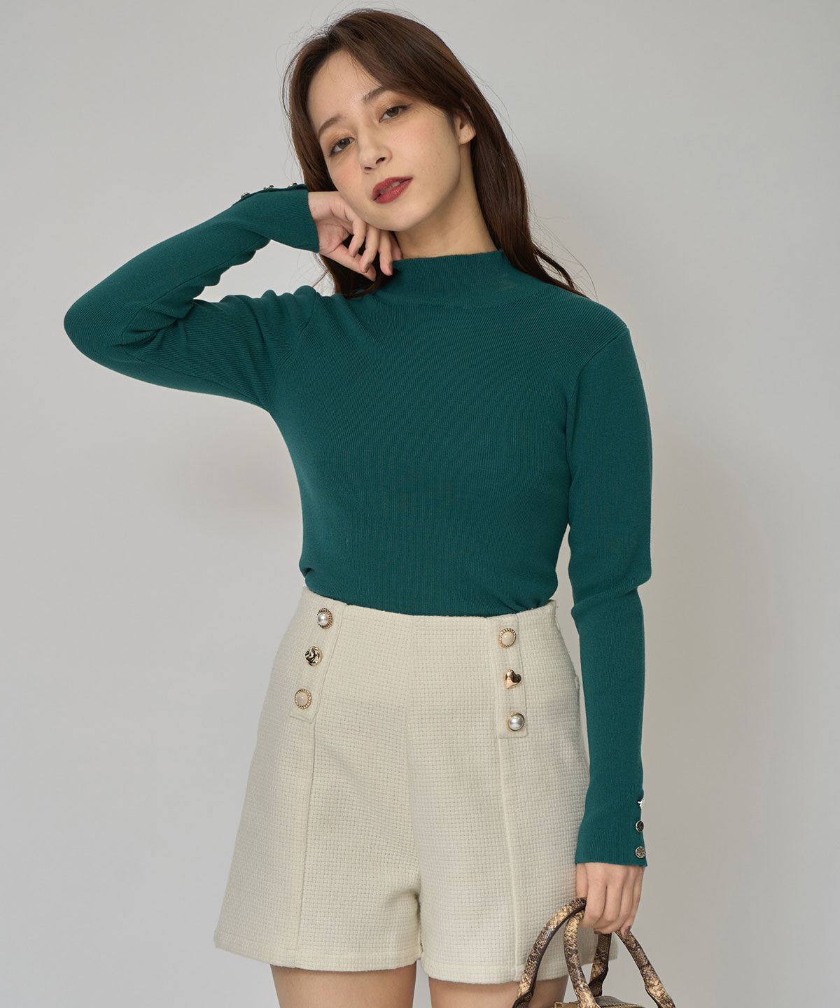 REDYAZEL「2WAYハイネックボタンニットトップス」|ニット・セーター|