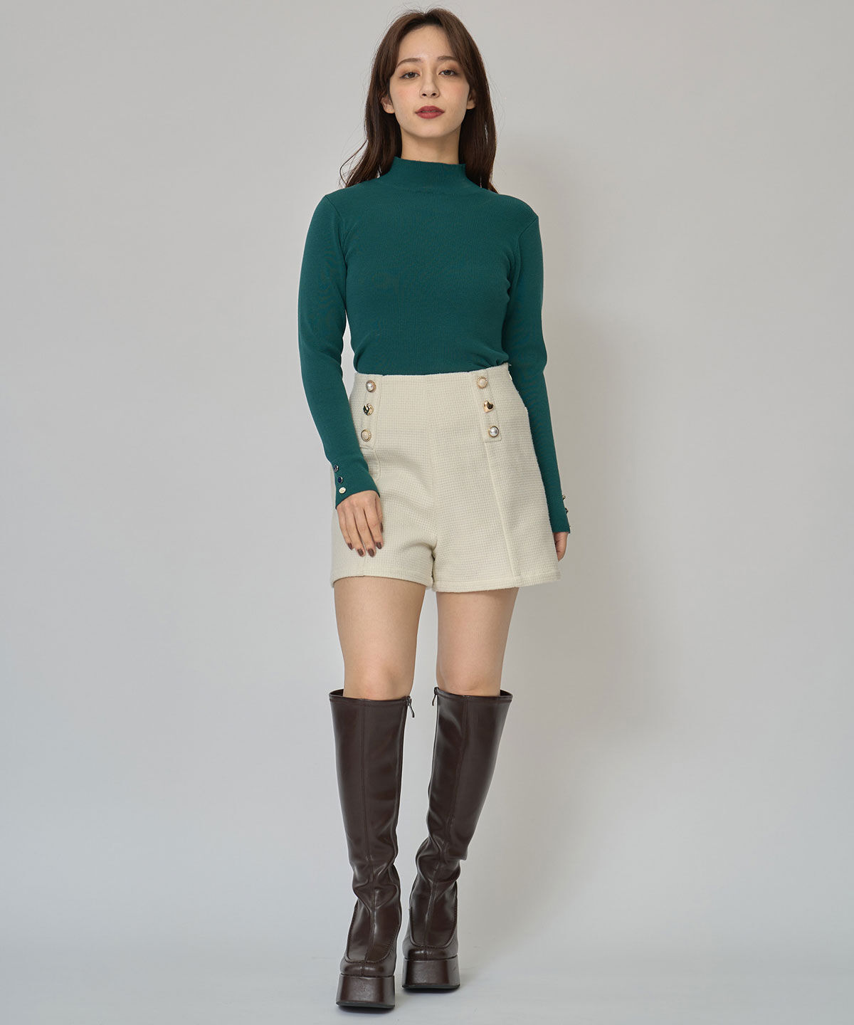 REDYAZEL「2WAYハイネックボタンニットトップス」|ニット・セーター|