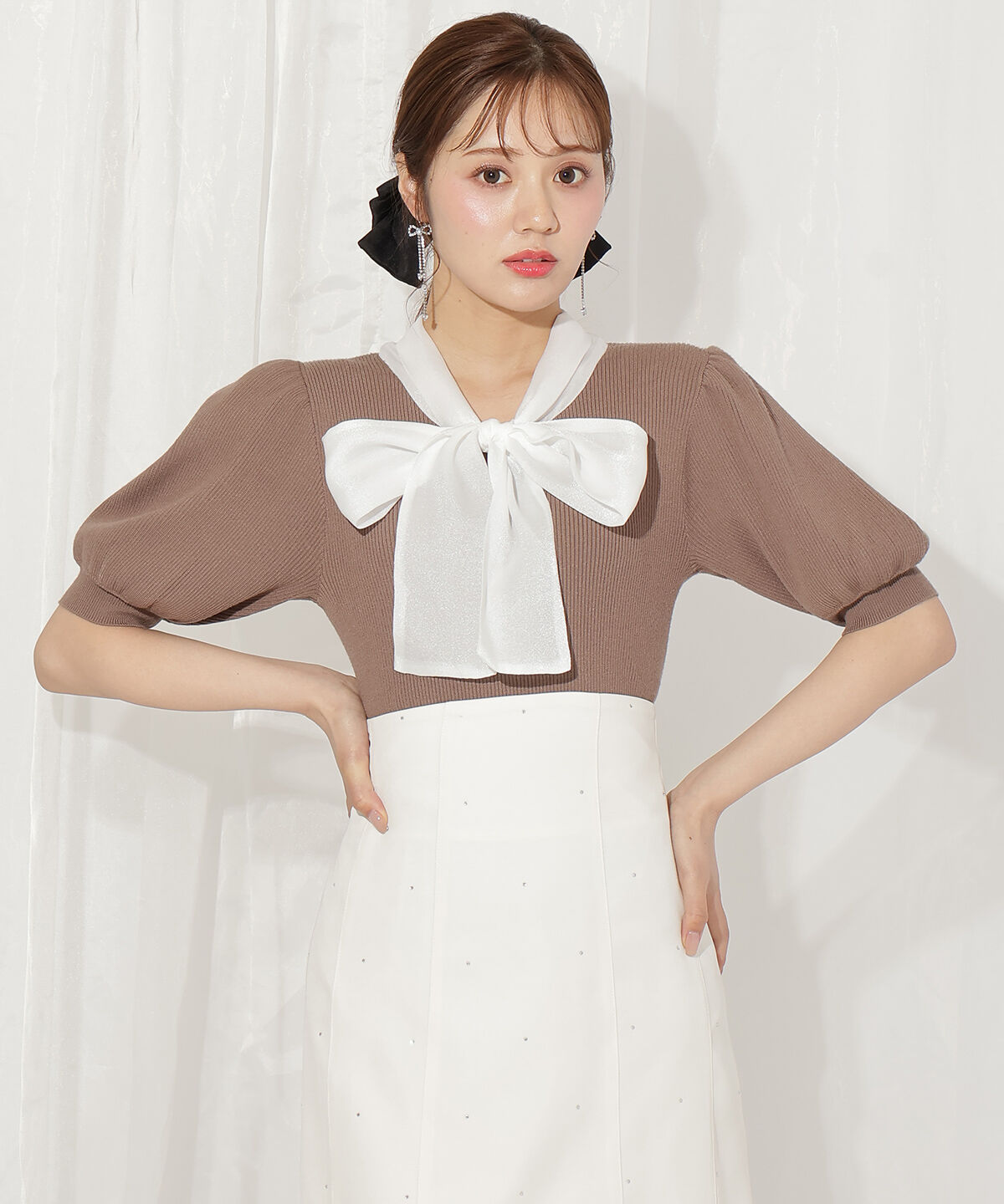 WILLSELECTION「シアーリボンパフニット」|ニット・セーター|