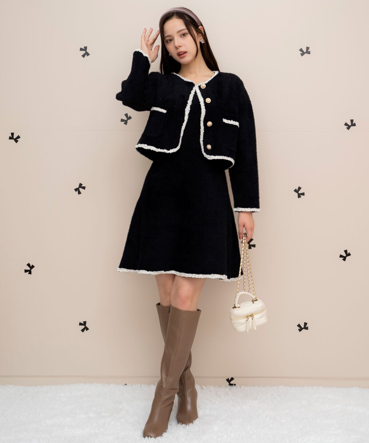 WILLSELECTION「ブレード付きフェザーヤーンジャケット&times;ワンピース」|ワンピース|