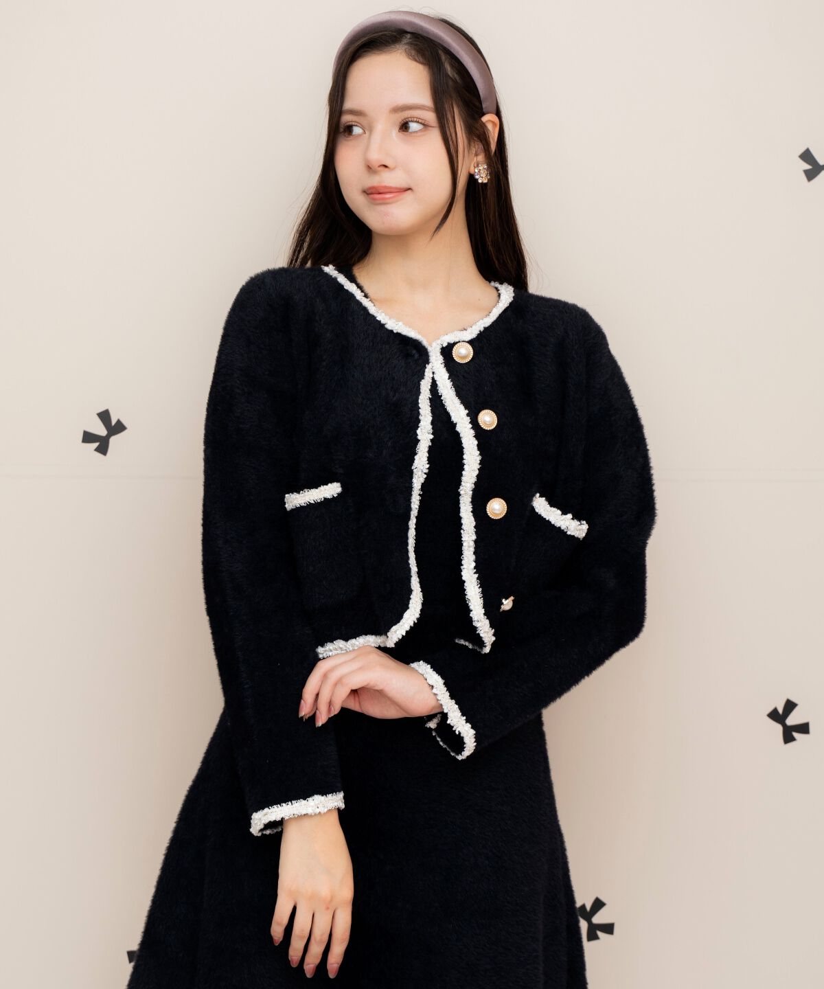 WILLSELECTION「ブレード付きフェザーヤーンジャケット&times;ワンピース」|ワンピース|