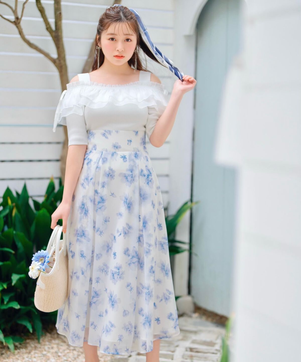 WILLSELECTION「ウォーターフラワープリントスカート」|フレア|